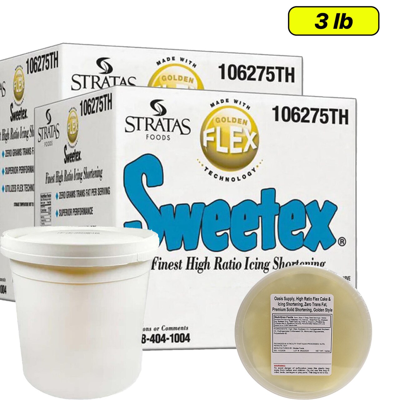 Sweetex High Ratio Cake and Icing Shortening Smooth Trans Fat Free Bright Finish